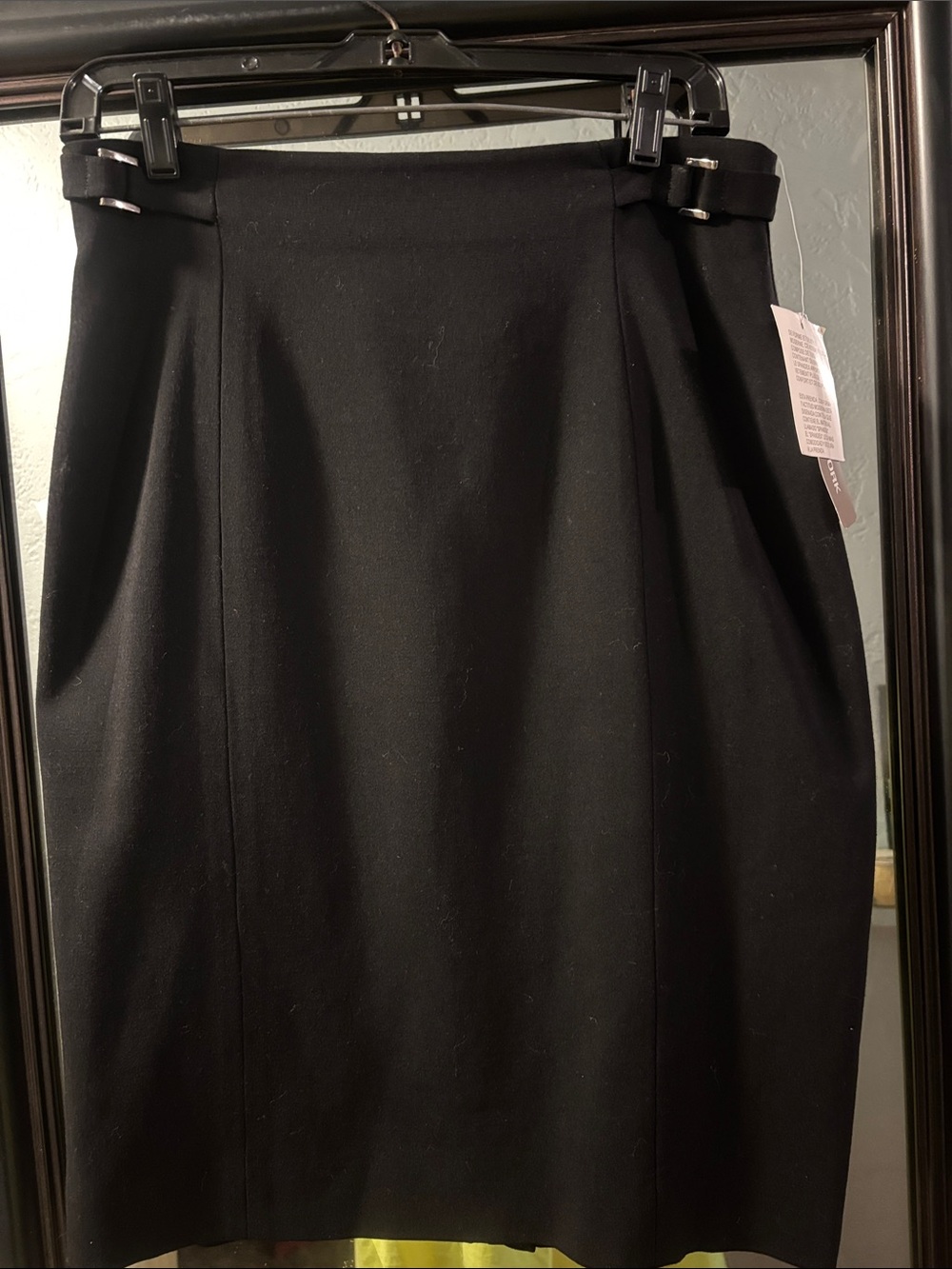 Jones New York Black Pencil Skirt with Side Buckle Detail